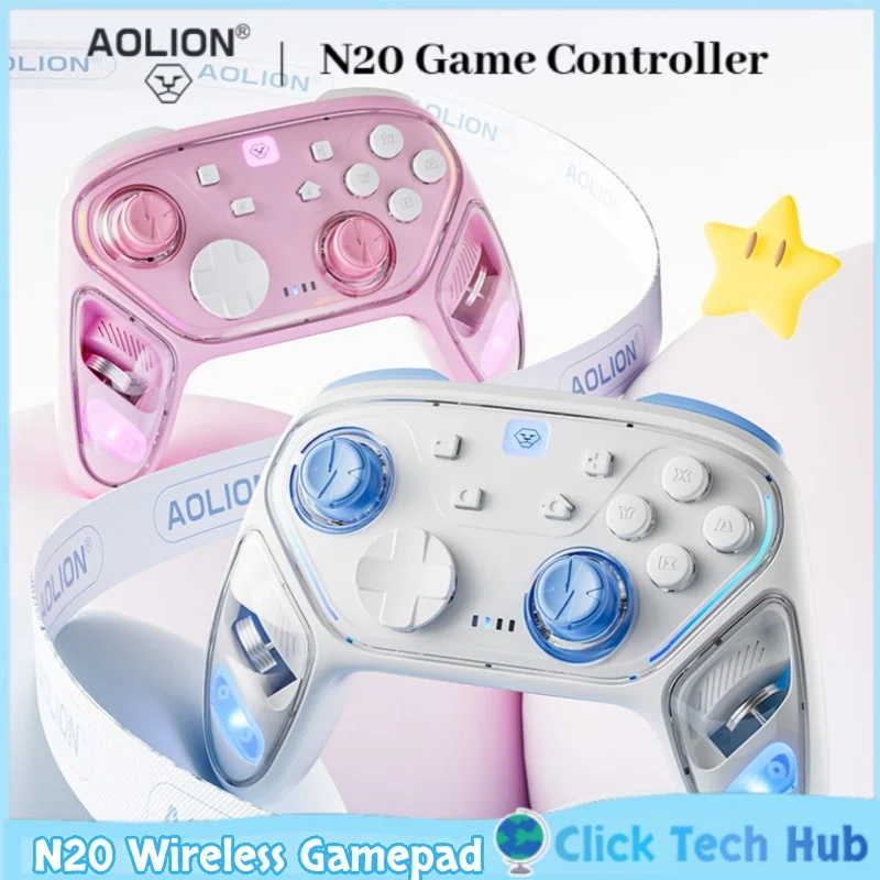 Aolion N20 Gaming Controller Silver Hall Joystick For Nintendo Switch2 Pc Steam Ios Android Tablet Bluetooth Gamepad Accessories