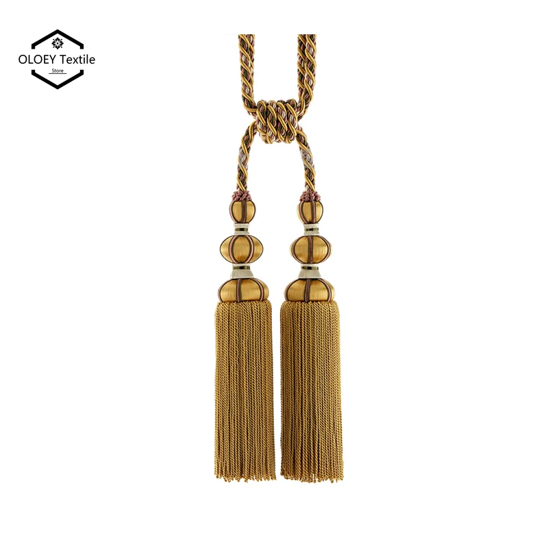 

Classical Curtain Clips Double Big Tassel Curtain Tieback Rope Strap Home Accessories Hanging Spike Hooks for Curtains Decor