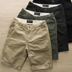 Streetwear Fashion Men Casual Cargo Denim Shorts Summer Big Size Retro Cotton Baggy Solid Military Tactical Knee Length Pants