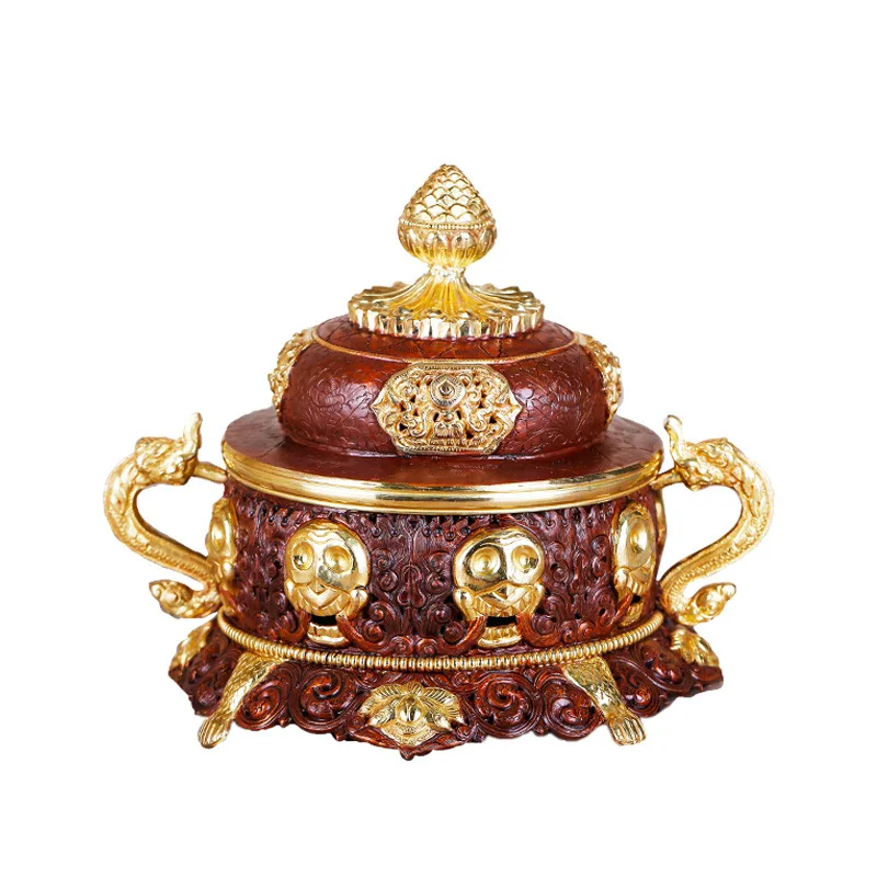 

Copper incense burner gilt plate incense burner retro Manibao lying incense burner home indoor for Buddha ornaments