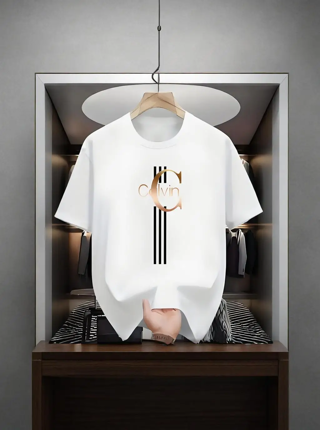 2025 men's casual T-shirt, letter print, comfortable and breathable, polyester fiber, summer fashionable short sleeved shirt