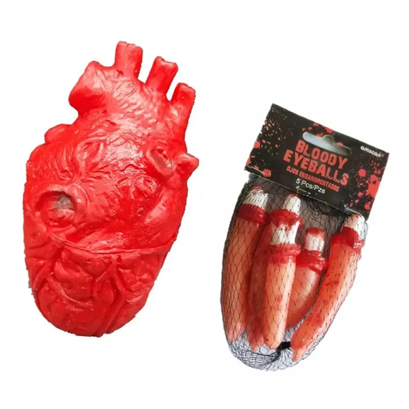 【RECOMENDAR】Human Halloween Haunted House Decoration Fake Heart Finger Set Human Body Simulation Organ Trick