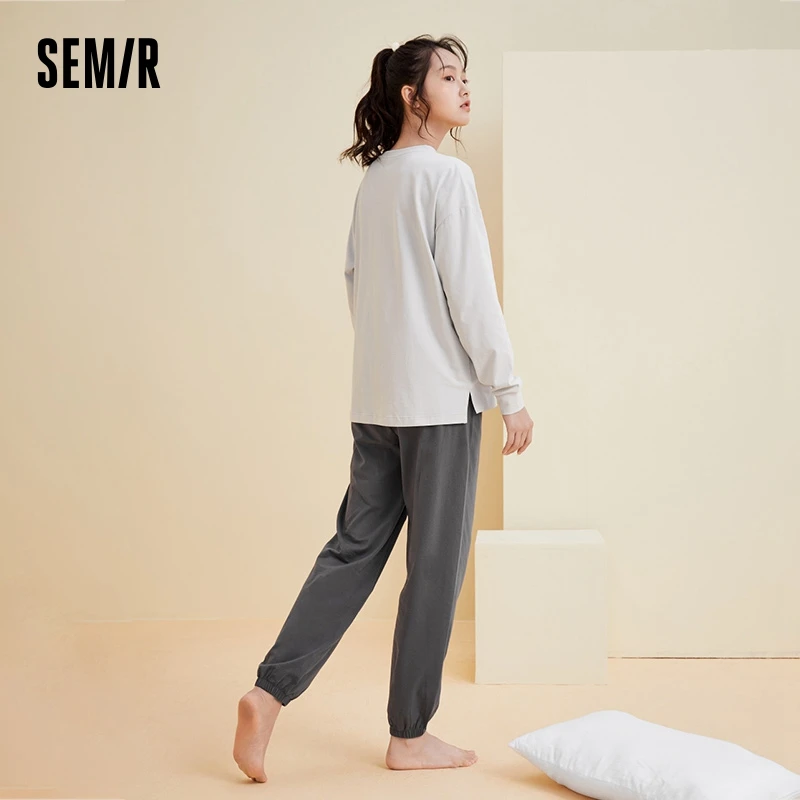 Semir Long-Sleeved Pajamas Women Pure Cotton New Autumn Casual Simple Can Be Worn Outside Pajamas Set