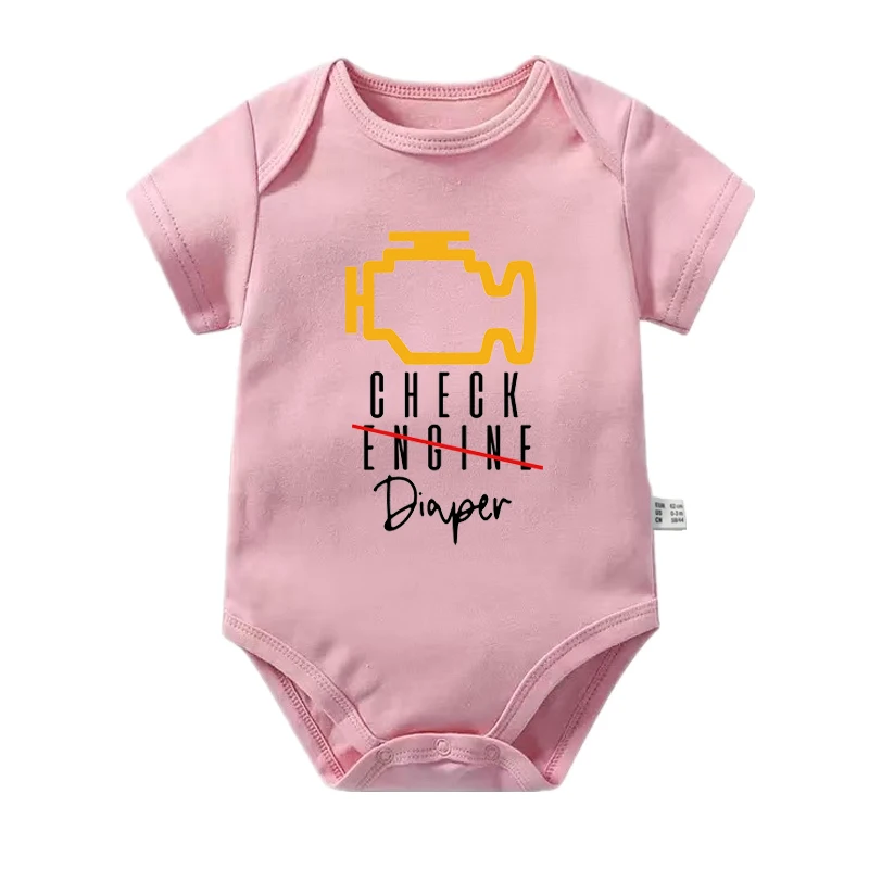 Funny Poopy Diaper Baby Romper Check Engine Baby Bodysuit Cute Mechanic Infant Bodysuits Boys Girls Clothes Newbron Gift