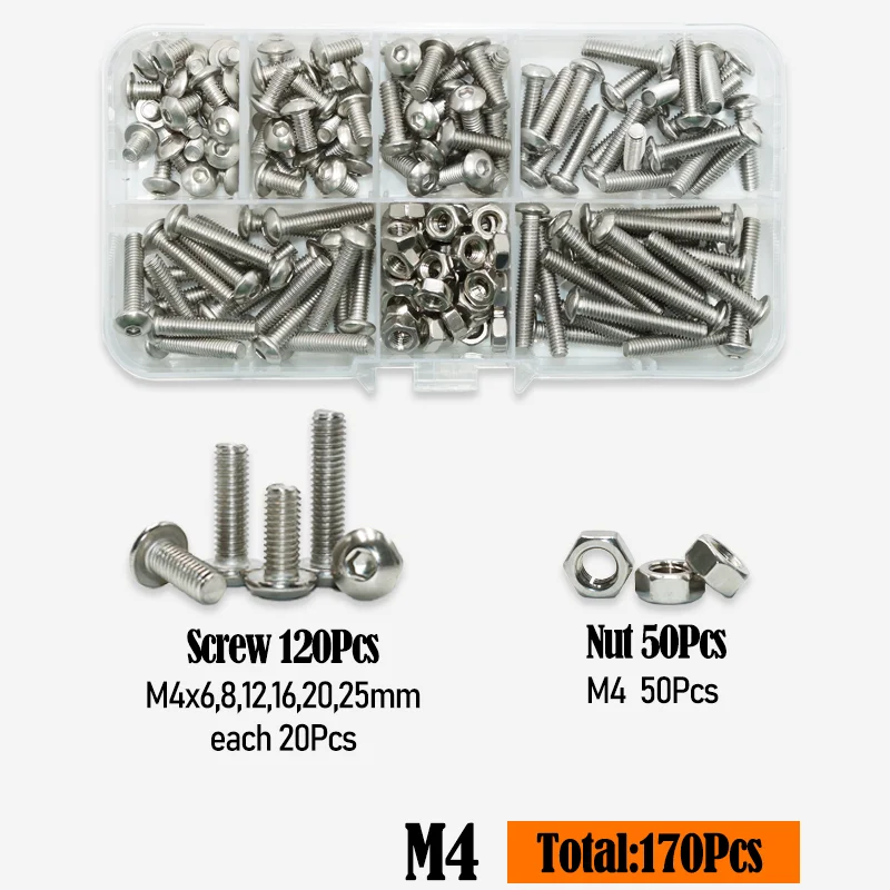 Runde Flachkopf-Innensechskantschraube M2 M3 M4 M5 M6 A2 304 Edelstahl Sechskant-Pilzknopfkopf-Inbusschraube Mutter für Motorräder – Detail 6