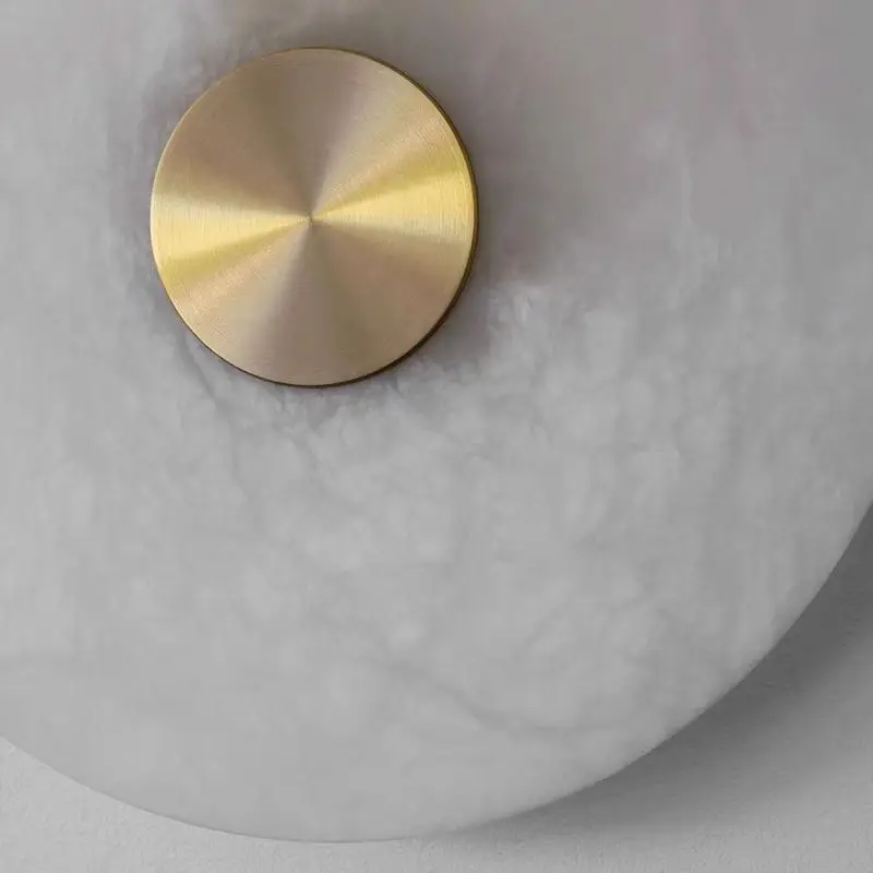 Modern Natural Marble Wall Lamp Golden Round LED Wall Sconce Livingroom TV Bedroom Bedside Corridor Art Room Decor Lights 3000K