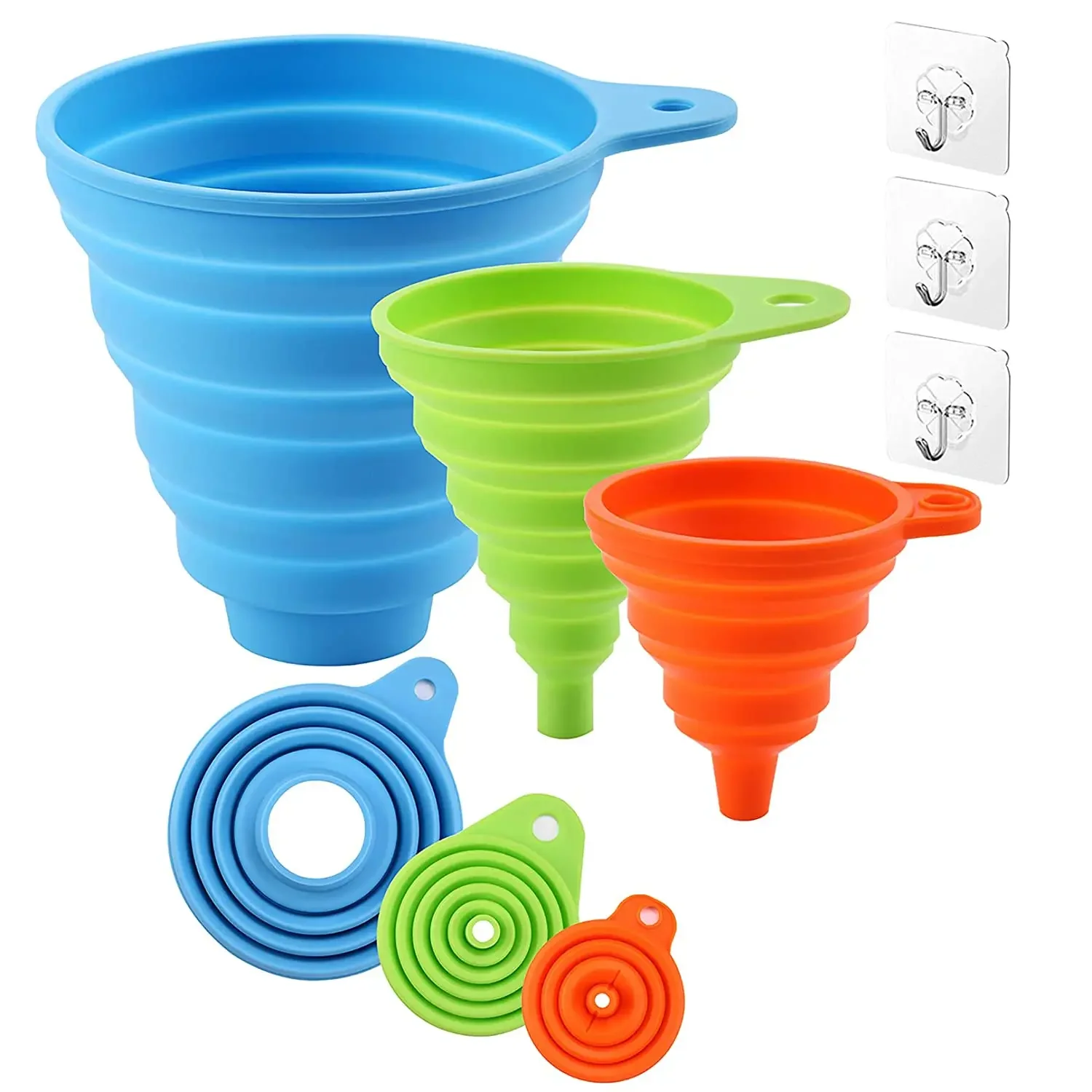 

3 pc Silicone Collapsible Foldable Funnel Household Kitchen Cooking Tools Portable Wine Mini Portable Oil Pot Funnel