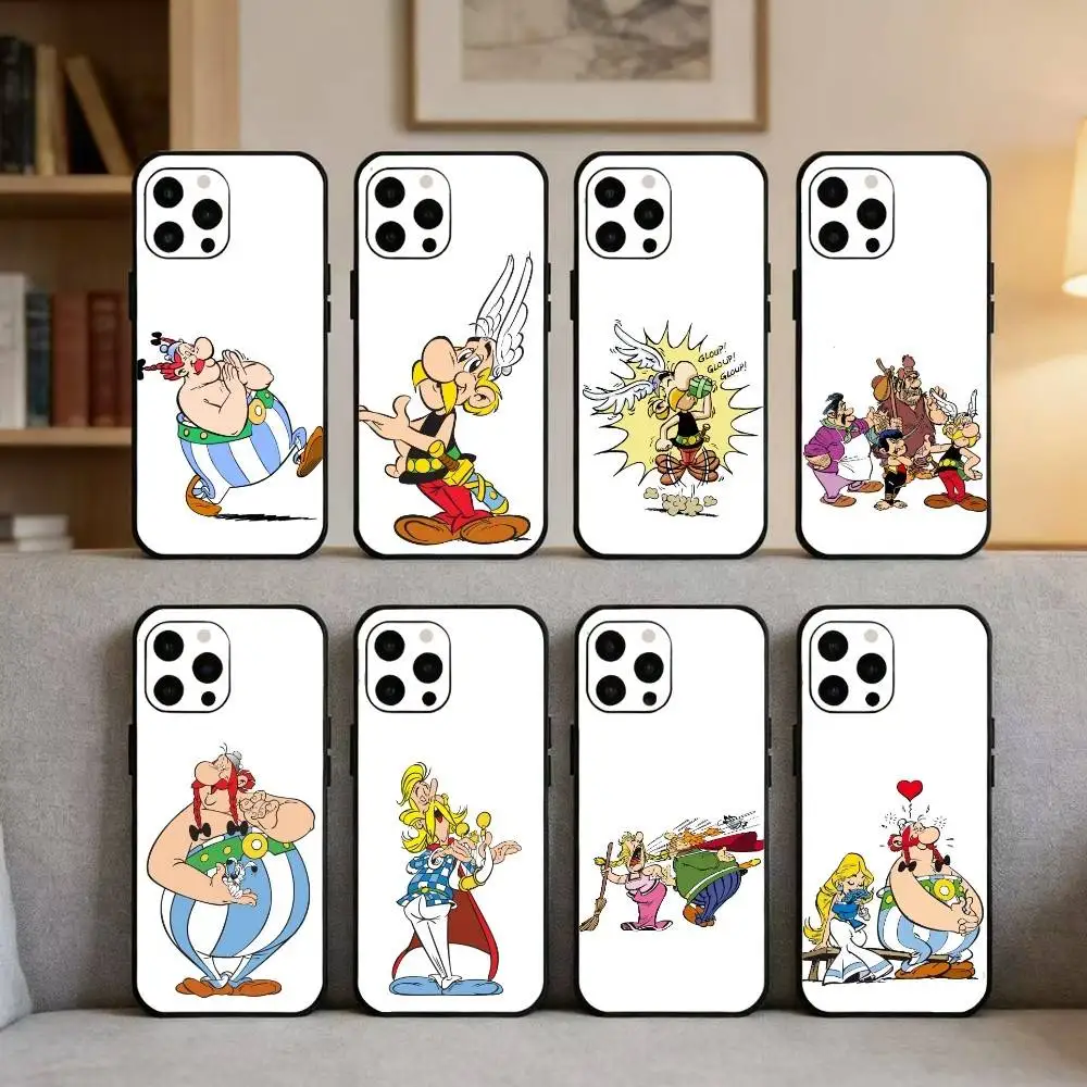 

A-Asterix Cartoon O-Obelix Phone Case For iPhone17,16,15,14,13,12 Plus,Max Soft Silicone Black Cover