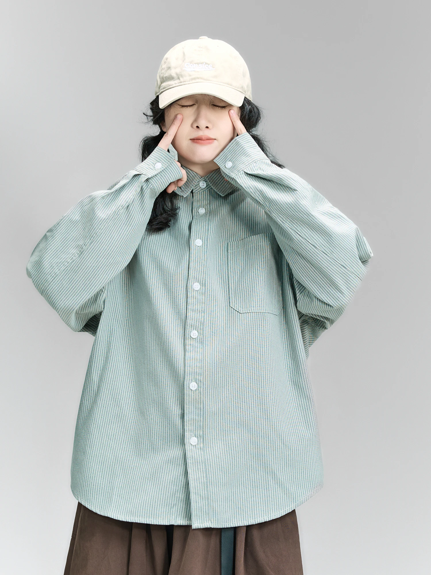 

Женская рубашка в японском стиле с полосками, повседневная, с длинным рукавом, свободного кроя, универсальная, в стиле кэжуал, для пар, дышащая, из хлопка и полиэстера