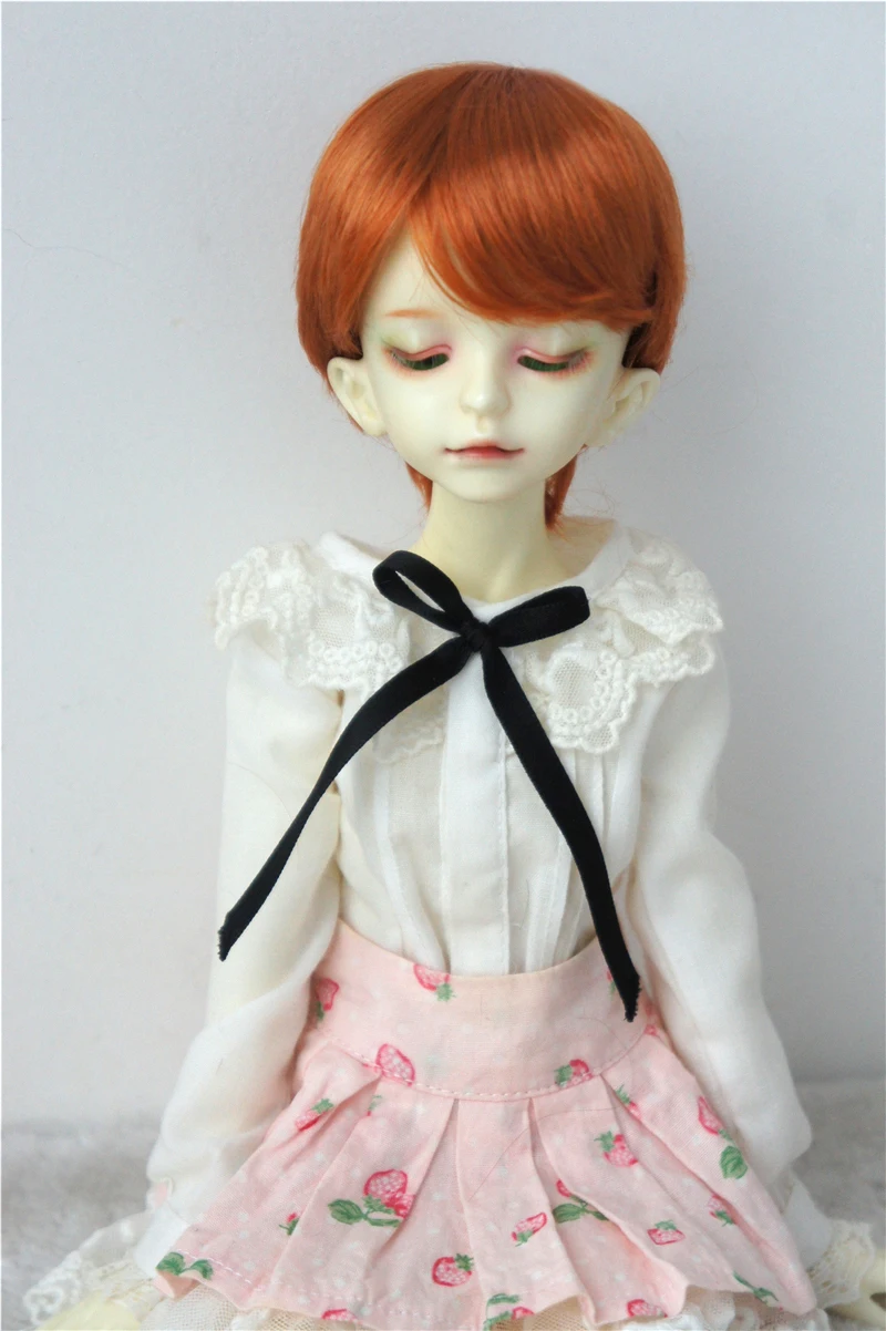 JD674  7-8inch 18-20CM Carrot Red Boy  Friend Cut Synthetic Mohair BJD Wigs   Charactor Ron Hair  1/4 MSD Doll Accessories