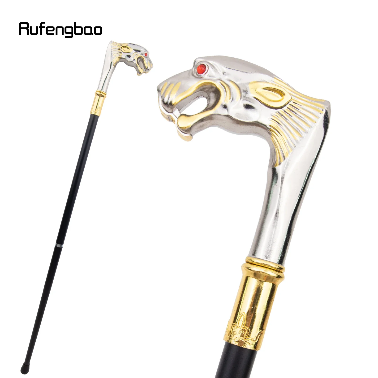 White Golden Leopard Red Eye Luxury Fashion Cosplay Walking Stick Party Decorative Cane Deluxe BoxCrosier Knob Stick 92cm
