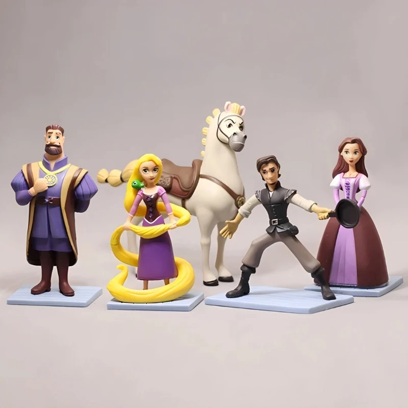 5pcs Disney Rapunzel Princess Action Figure Cartoon Doll Anime Mini Collection Figurine Toy Model for Children Birthday Gift