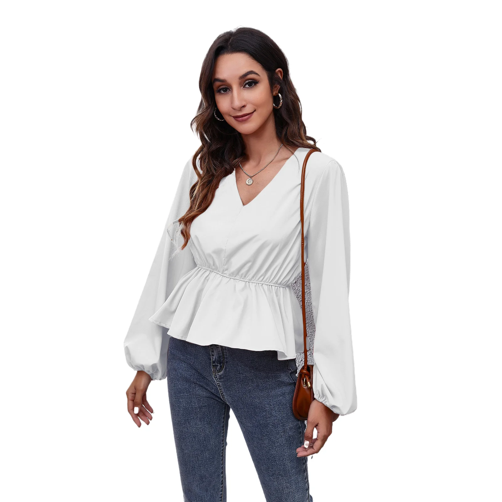 

y2k Office Lady Solid Color Waist Women's T-Shirt Long Leeve Casual Daily Wear 2024 Women Shirt Spring Summer ropa mujer