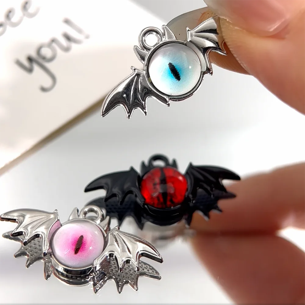 5pcs/lot Dark Wind Alloy Bat Magic Eye Pendant For DIY Anime Peripheral Necklace Keychain Bracelet Necklace Creative Jewelry image 2