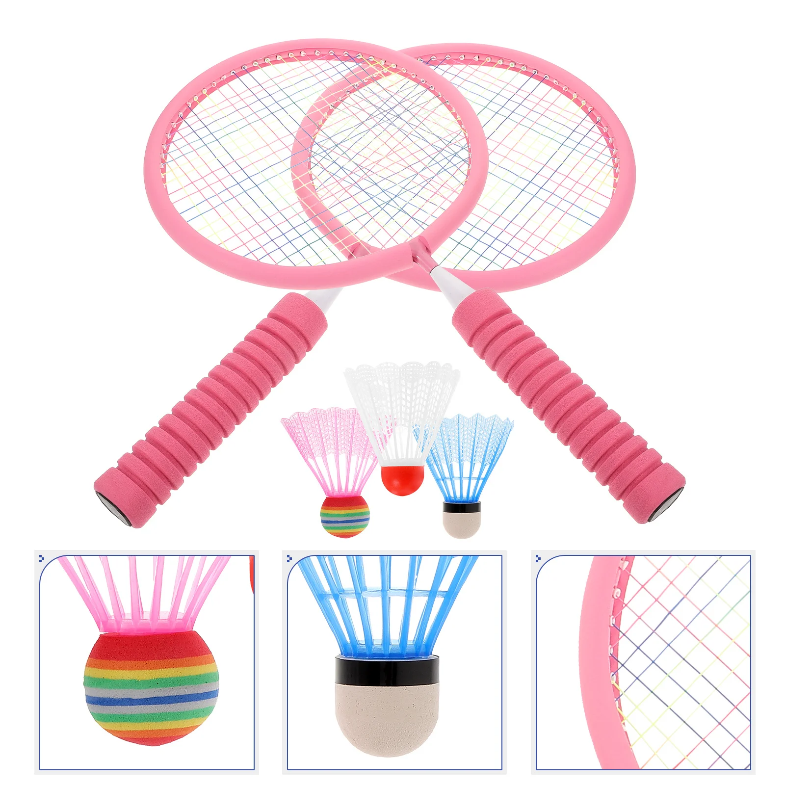 1Set Badminton Kit for Kids Reliable Material Fun Playtime Develop Hand Eye Coordination Parent Child Kids Badminton Rackets
