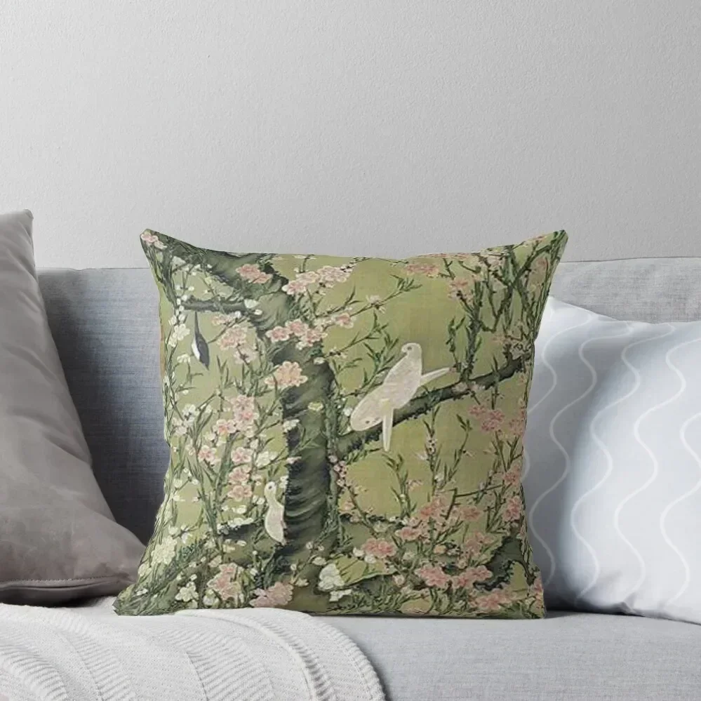 Favourite Artist - Jakuchu Ito - Birds and Blossom Throw Pillow anime girl Cushions For Sofa pillow