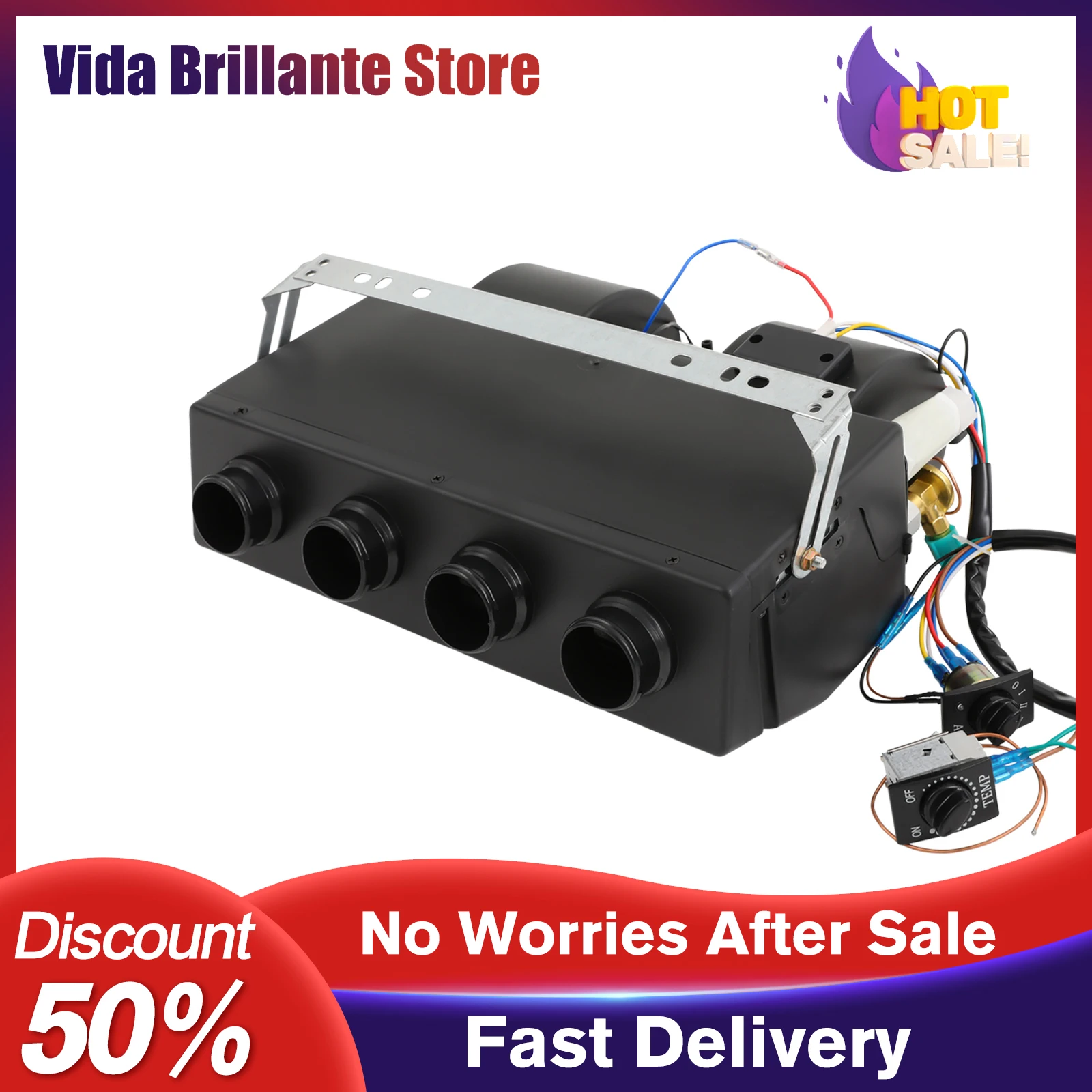 مكيف هواء عالمي لمبخر الشاحنة RV 4 فتحات تبريد 3 سرعات لراحة كابينة النقل لمسافات طويلة #1