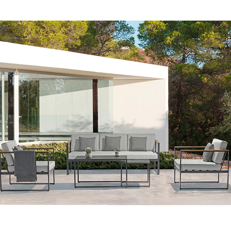 

Fasion Meciterranean Seat Cushion Garden Outdoor Patio Sofa Set Furniture Grey