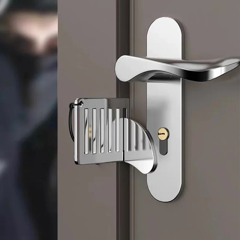 Portable Door Lock Travel Home Security Extra Lock for Additional Privacy and Safety in Room Hotel Apartment Dorm Door Stopper view 2
