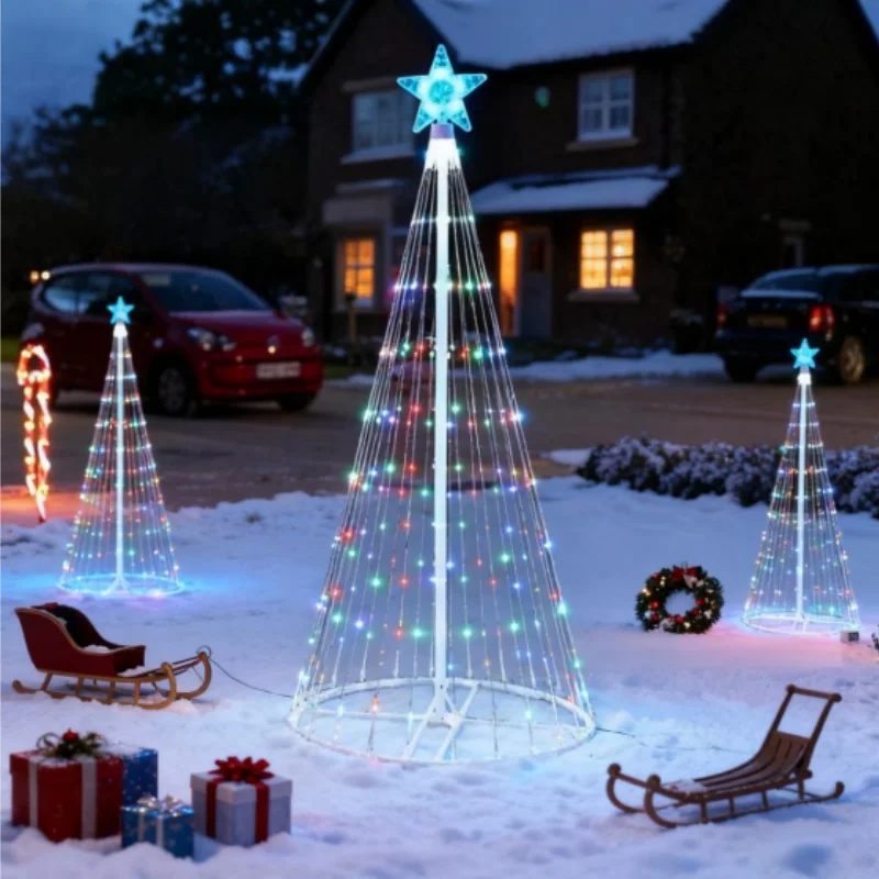 

Christmas Tree Top Five Point Star Waterfall Lights Solar LED String Outdoor Garden Multicolor Decoration