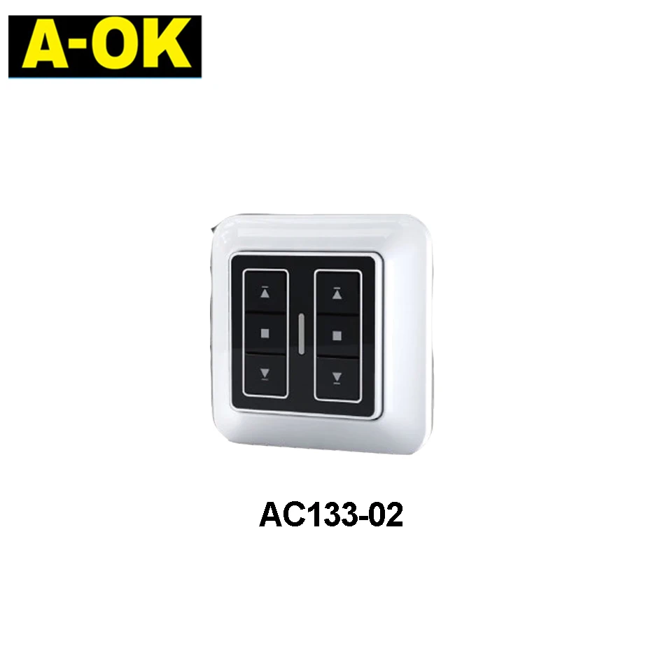 A-OK AC133-1/2/5 Channel Wireless Wall Sticker Transmitter Switch,RF433 Remote Control,for A-OK RF433 Curtain Motor/TubularMotor