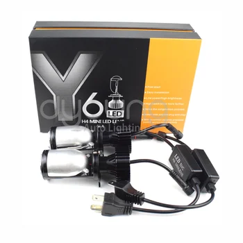 2 개/대 H4 9003 하이/로우 빔 LED 미니 프로젝터 렌즈 자동차 스타일링 헤드 라이트 전구 자동차 램프 6500K 8000LM 집중 Lighti Y6