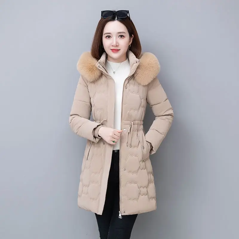 2024 New Winter Jacket Parkas Women Coat Fur Collar Hooded Overcoat Female Jacket Thick Warm Cotton Padded Puffer Parka Outwear