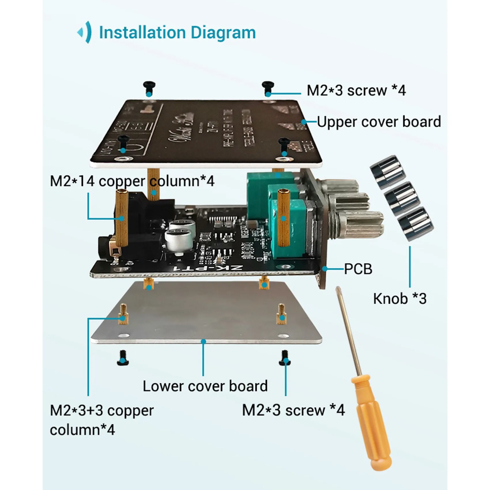 HFES Bluetooth 5.0 디코더 보드 듀얼 채널 스테레오 저잡음 고음 및 저음 프리 모듈 증폭기 보드 ZK-PT1