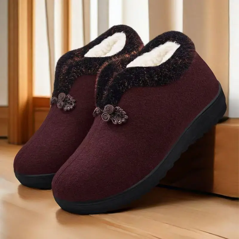 

Mom Cotton Shoes 2025 Winter New Warm Cotton Shoes Comfortable Short Boots Thick Anti Slip Snow Boots Comfortable Women's Shoes