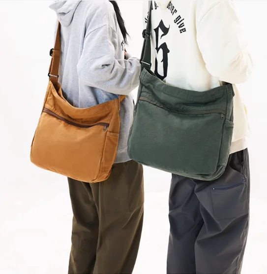 100% Cotton Shoulder Bags For Women Korea Style Fabric Crossbody bags Lager Capacity Canvas Casual Totes Unisex Leisure Packages