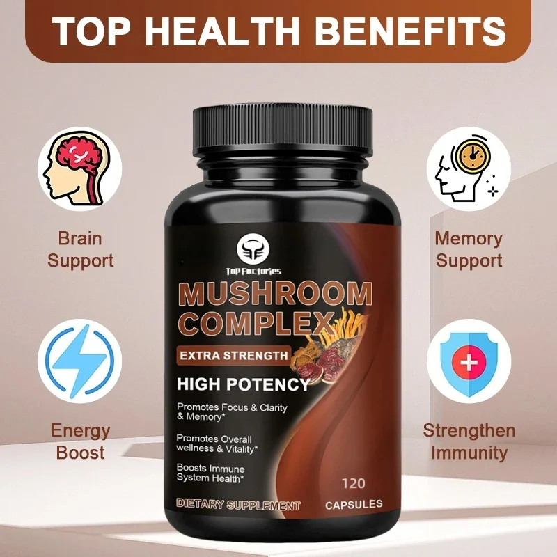 

10 Mushrooms Blend Supplement - Lions Mane, Cordyceps,turkey Tail -natural Stress & Mood Support Brain, Memory & , Immune