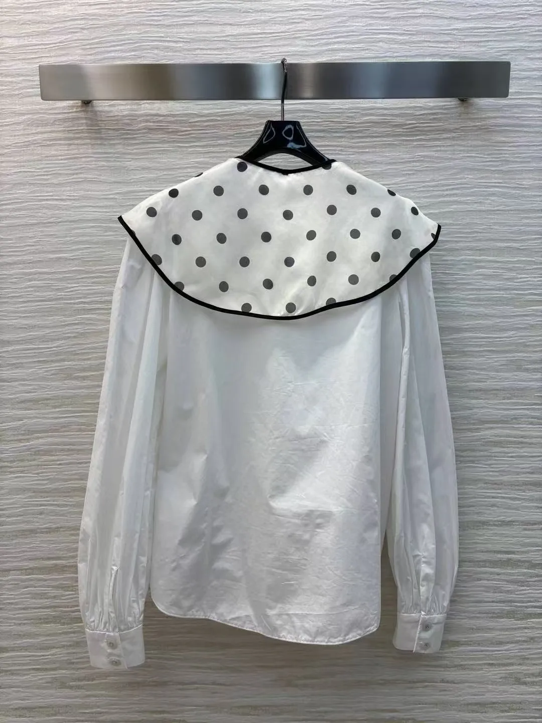 High end customized women's versatile polka dot ruffle collar decorative shirt