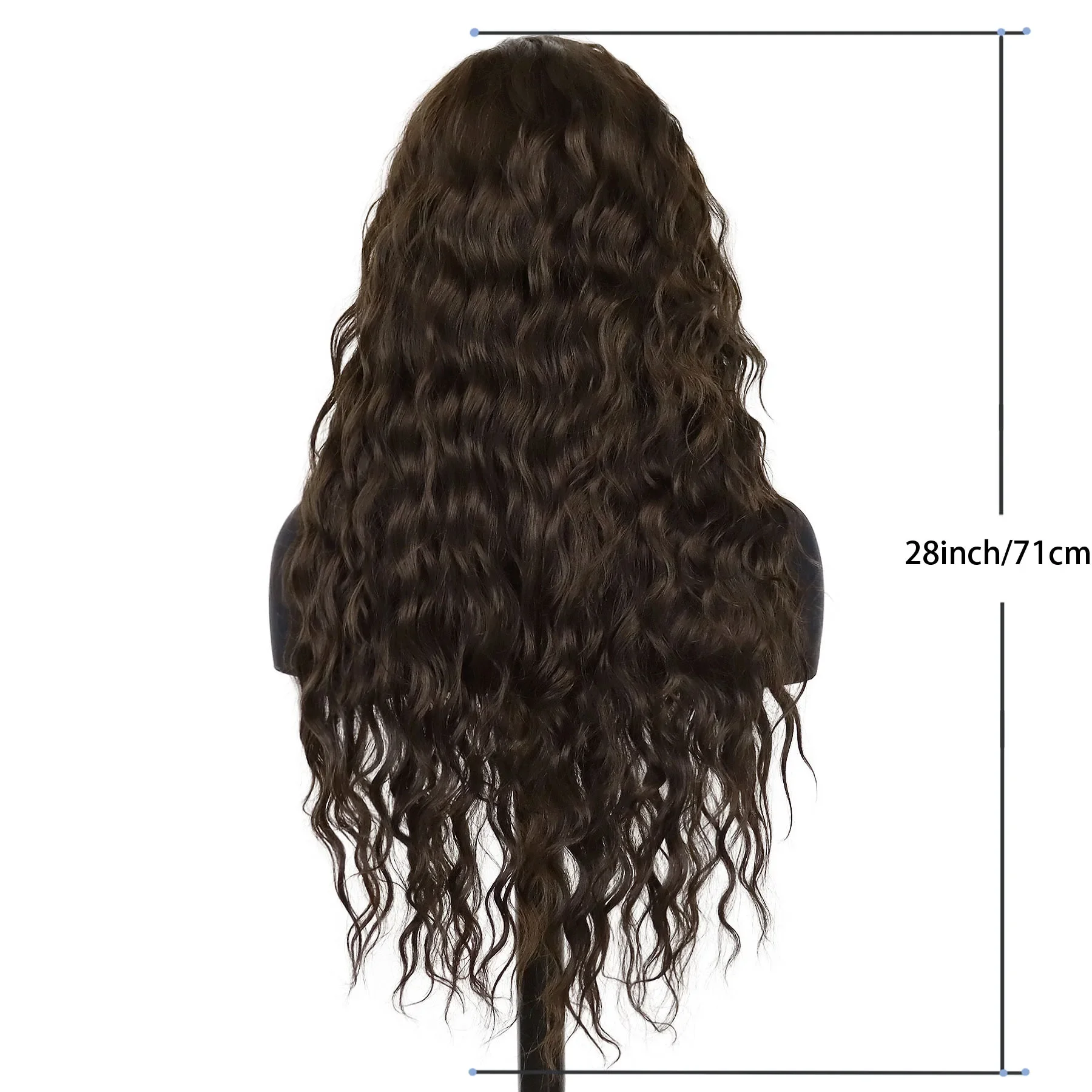 Peruca longa marrom encaracolada para mulheres, perucas sintéticas, destaques castanhos mistos, cabelo falso ondulado, na moda, premium, 28"