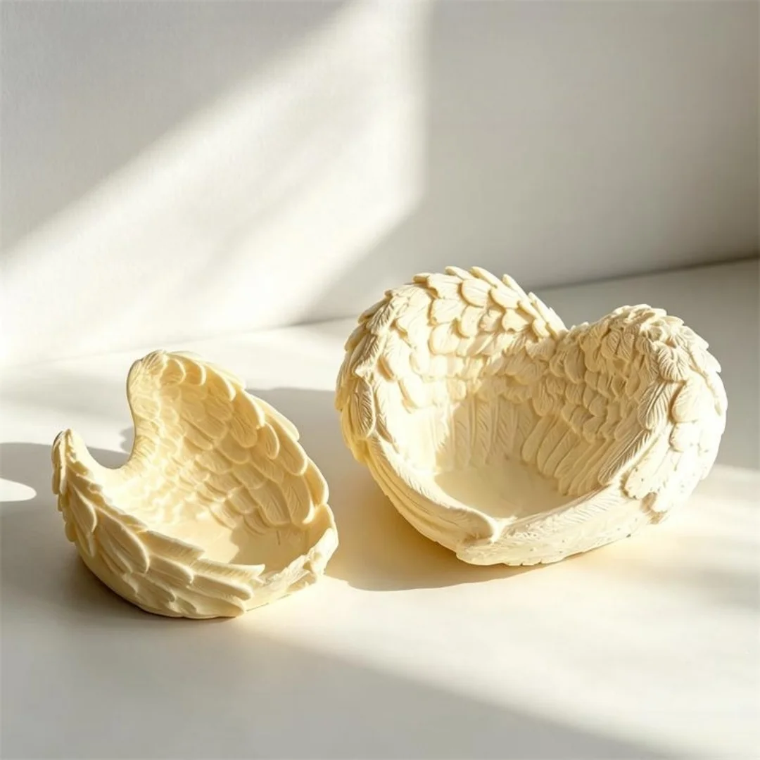 Angel Wing Storage Tray Silicone Storage Box Mold DIY Resin Gypsum Candle Holder Jewelry Storage Plaster Jar Decor Mould