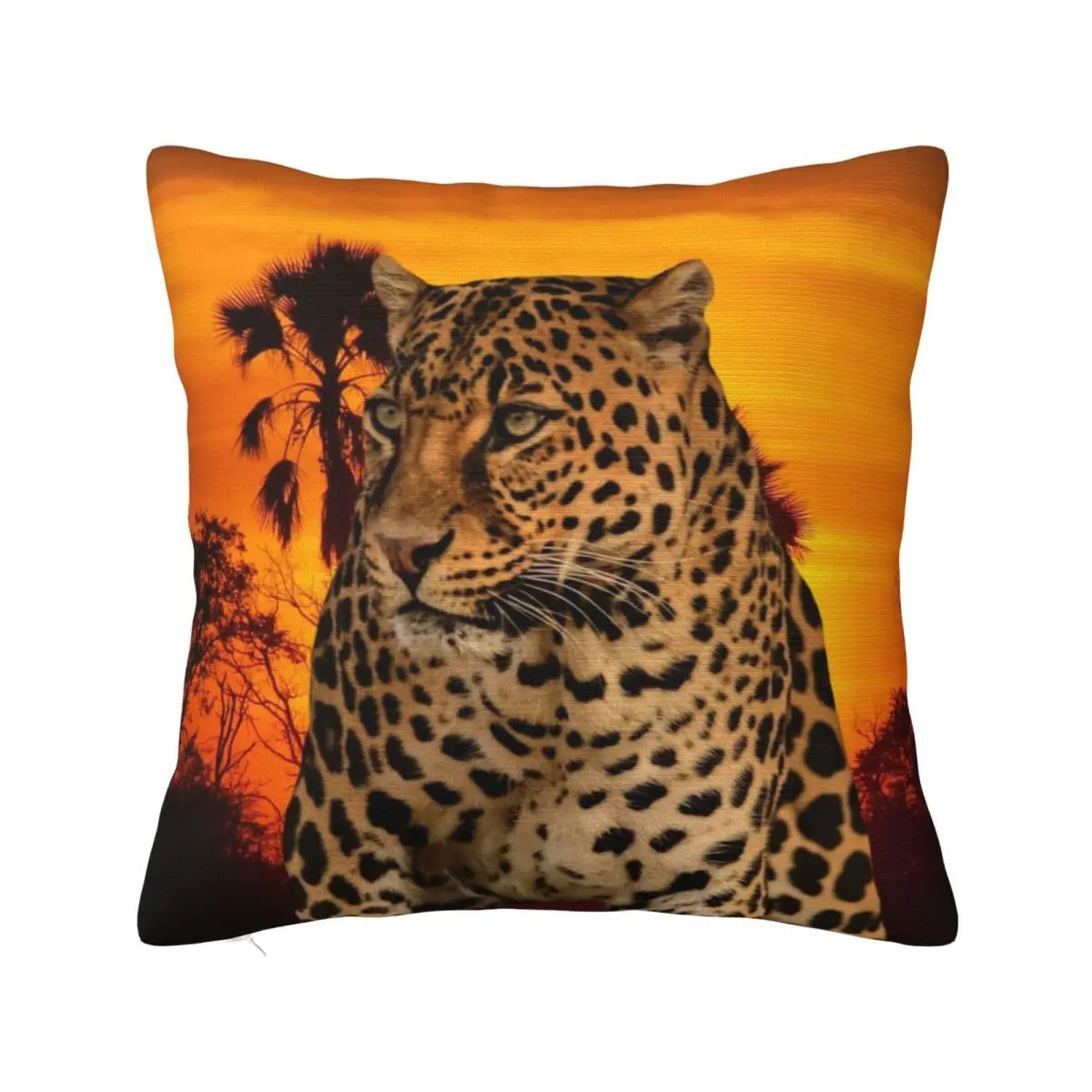 

Leopard and Sunset Throw Pillow Decorative Cushions Cushions Cover