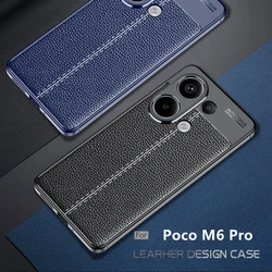 For Xiaomi Poco M6 Pro Case Poco M6 Pro Cover Capas Shockproof Phone Bumper Back Armor TPU Soft Leather For Fundas Poco M6 Pro