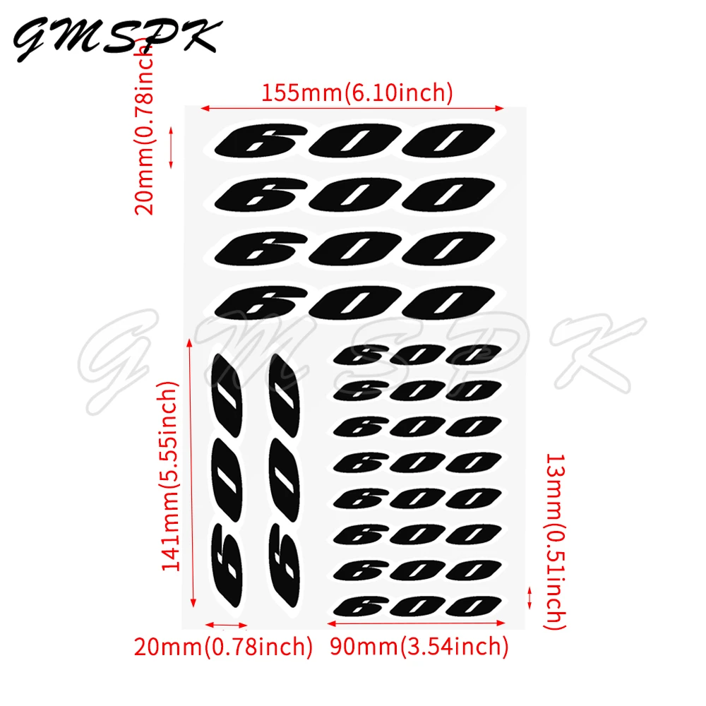1 Set Black Arabic Number 401-700 Motorcycle Stickers Waterproof Motorbike Fuel Tank Helmet Windshield Universal Decals Sticker