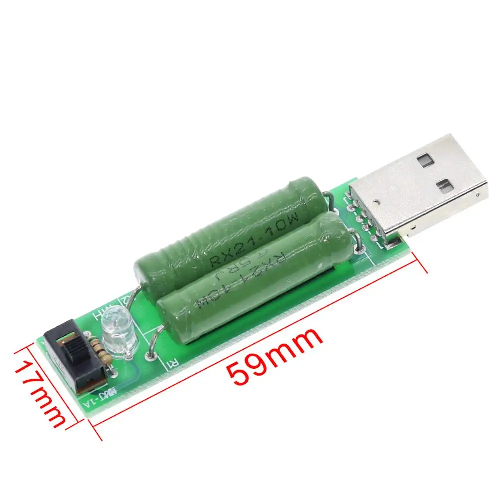 USB Port Mini Discharge Load Resistor  Digital Current Voltage Meter Tester 2A/1A With Switch 1A Green Led / 2A Red Led