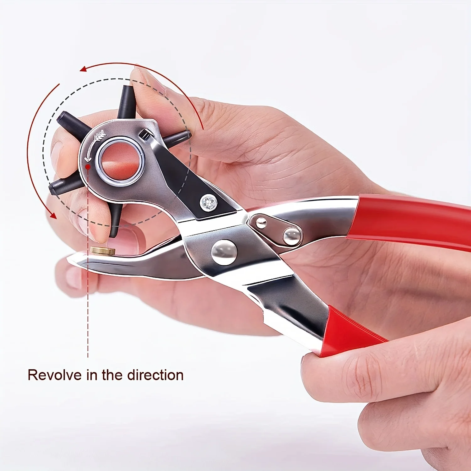 Multifunction Leather Hole Punch Belt, Heavy Duty, Revolving Leather Belt, Hand Hole Puncher, 6 Size, 9