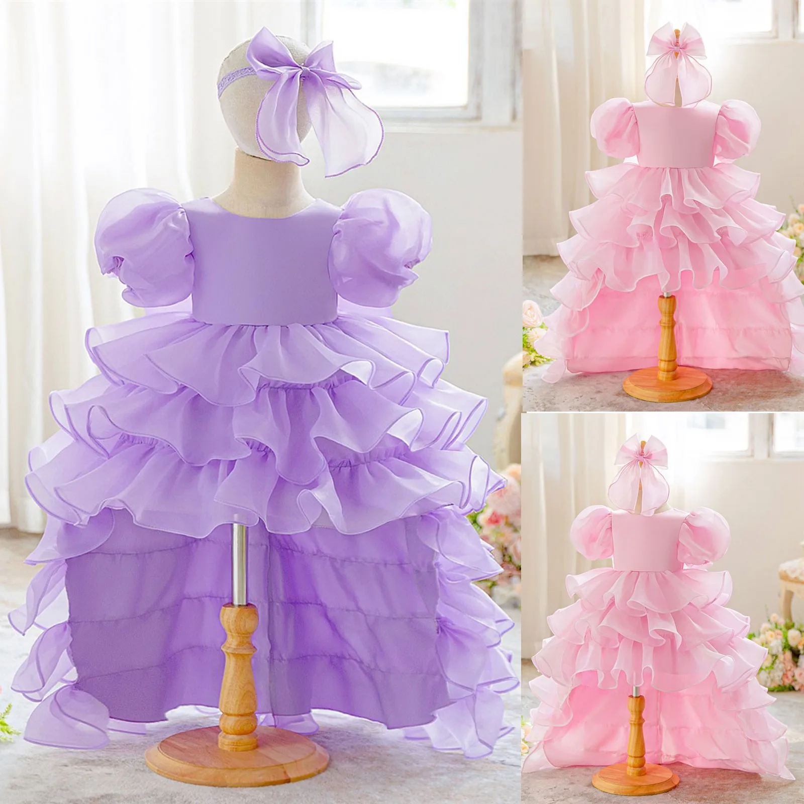 

Летние детские элегантные платья принцессы для девочек, модное детское тюлевое платье для выпускного вечера со шлейфом для девочек, многослойное платье для торта