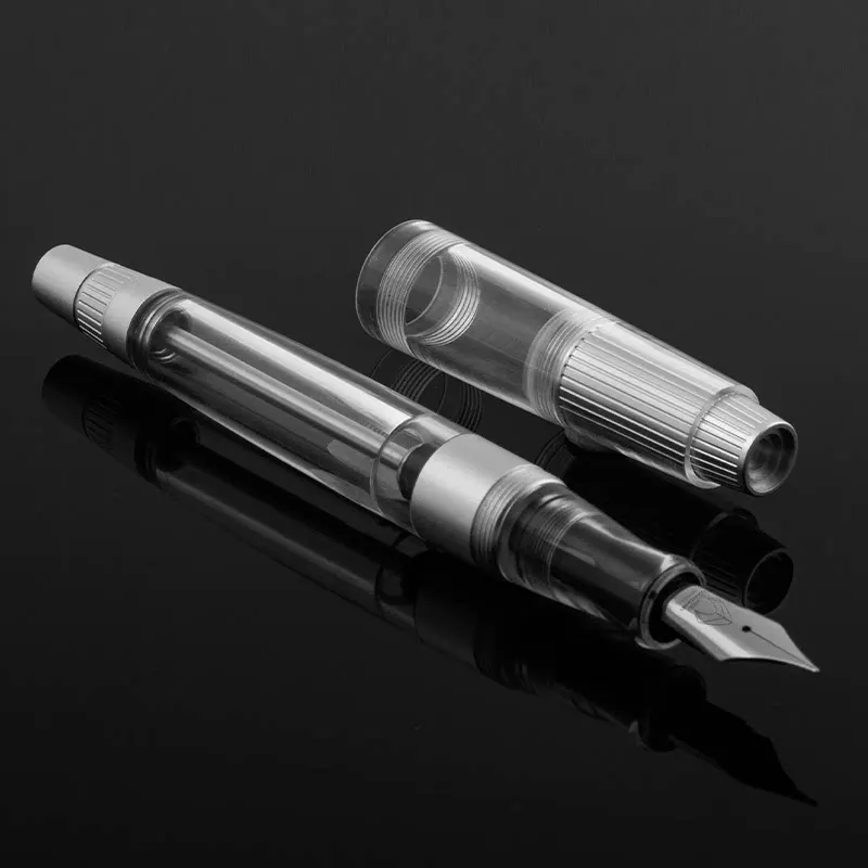 NATAMI Mini Turbine Vacuum Filling Fountain Pen Transparent Acrylic Signature Pen 0.5mm Steel Nib Leak-proof Business Gift