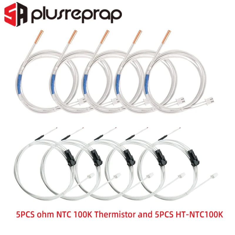 3D Printer Parts 5PCS ohm NTC 100K Thermistor and 5PCS HT-NTC 100K Ender 3 Thermistor Sensor 3mmx15mm for 3D Printer