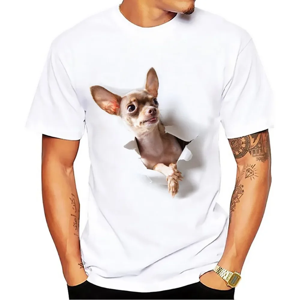 Cute Cane Corso Dog Break Out Vivid 3d Tshirt Men new White Casual Breathable T Shirt Homme Funny Chihuahua T-shirt