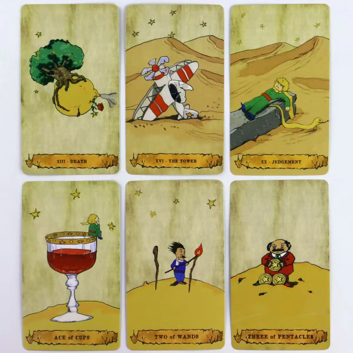 Kartu Tarot pangeran kecil 10.3*6cm untuk pemula 78 buah kartu ukuran portabel ilustrasi lucu ramah untuk anak-anak