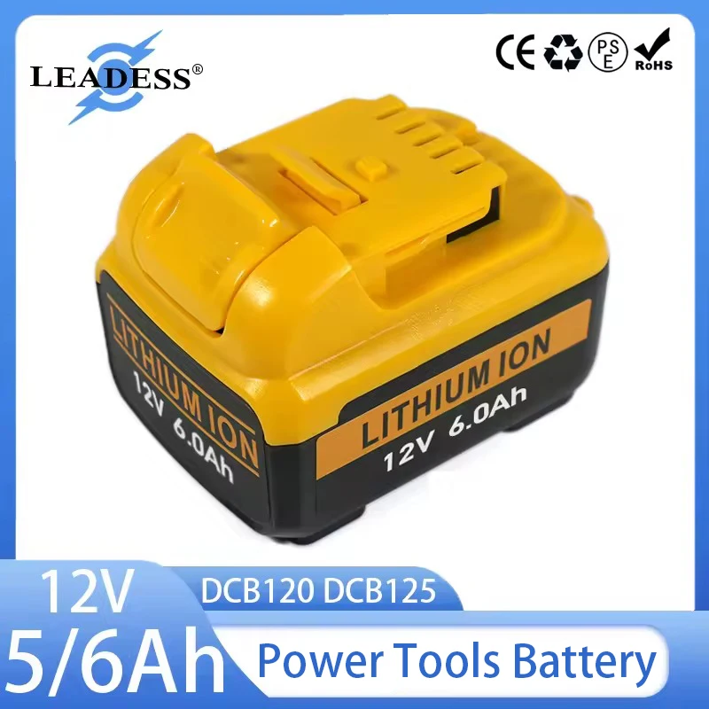 DCB120 Battery For Dewalt 12V 6Ah 10C Rechargeable Lithium Battery Replacement Power Tools DCB121 DCB127 DCB125 DCB122 Batteries