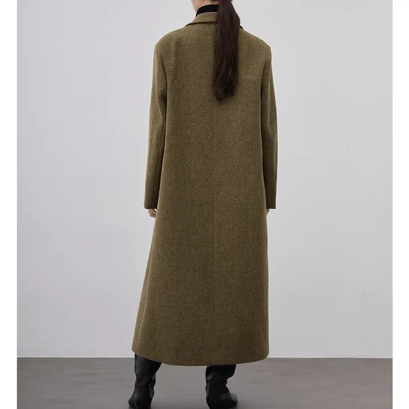 Spot wool coat women's  spring new classic wide version extended minimalist belt woolen coat