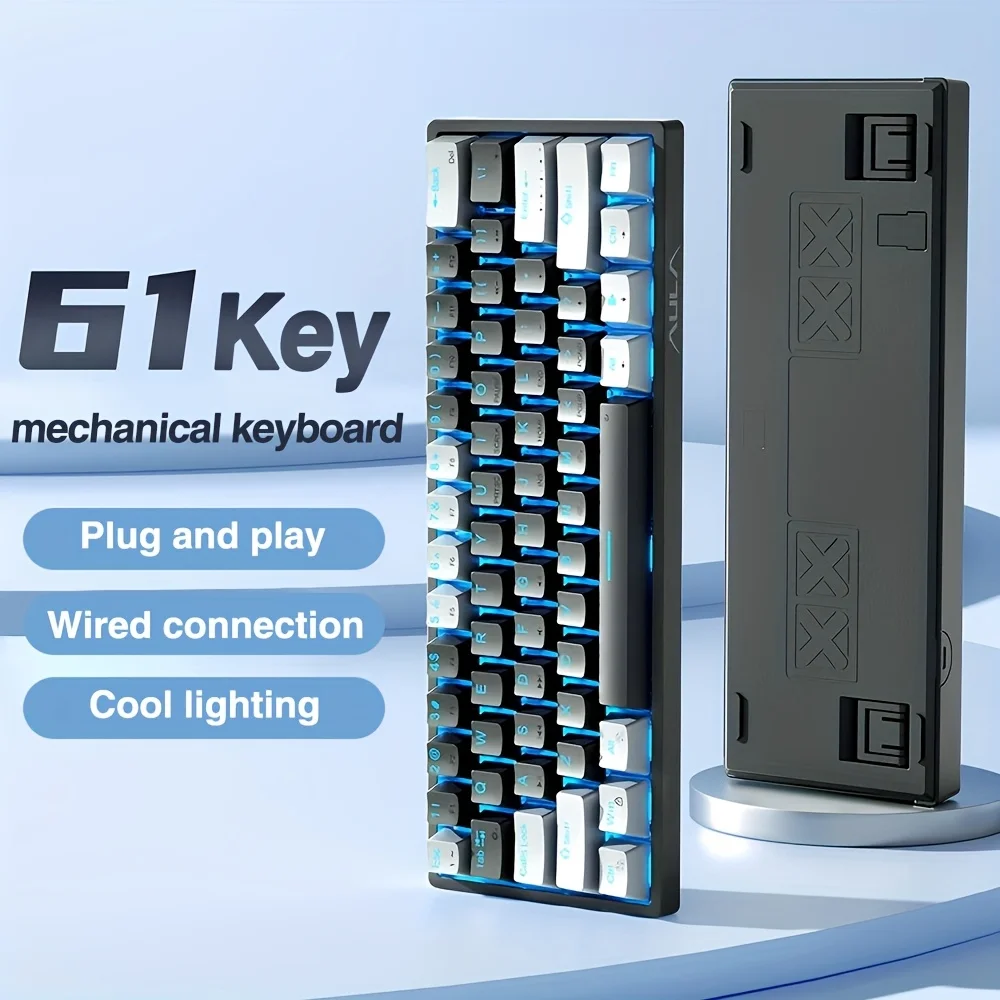 AULA F3361 Teclado mecánico con cable tecla completa Anti fantasma intercambio en caliente RGB e-sports Mini teclado para juegos 61 teclas accesorios de juego