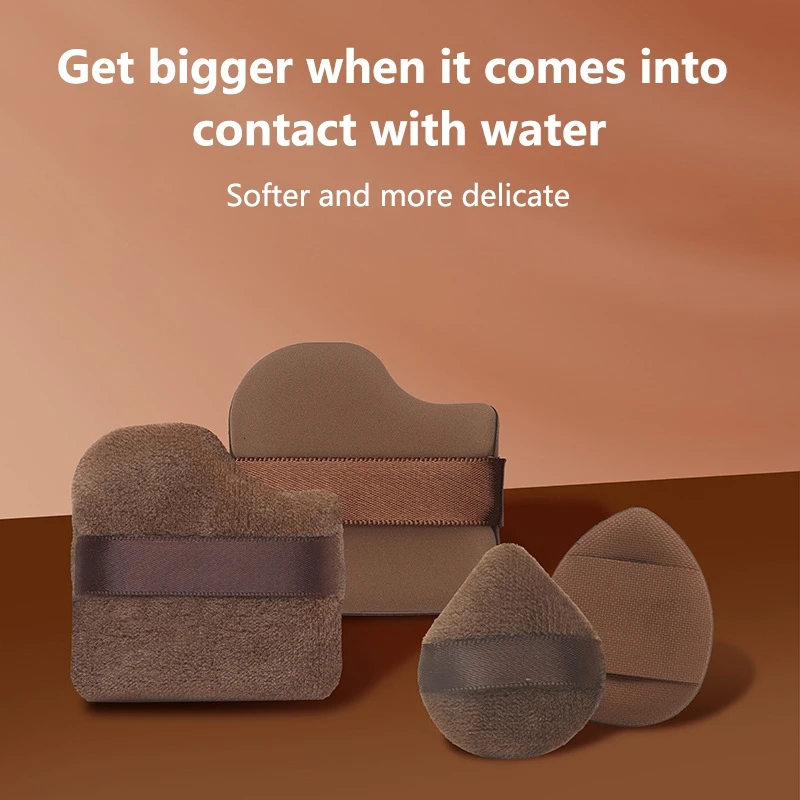 الشوكولاته البسكويت الإسفنج مسحوق نفخة لا مسحوق وسادة هوائية الجافة والرطبة ذات الاستخدام المزدوج ماكياج أداة صغيرة الإسفنج مسحوق نفخة 6 قطعة