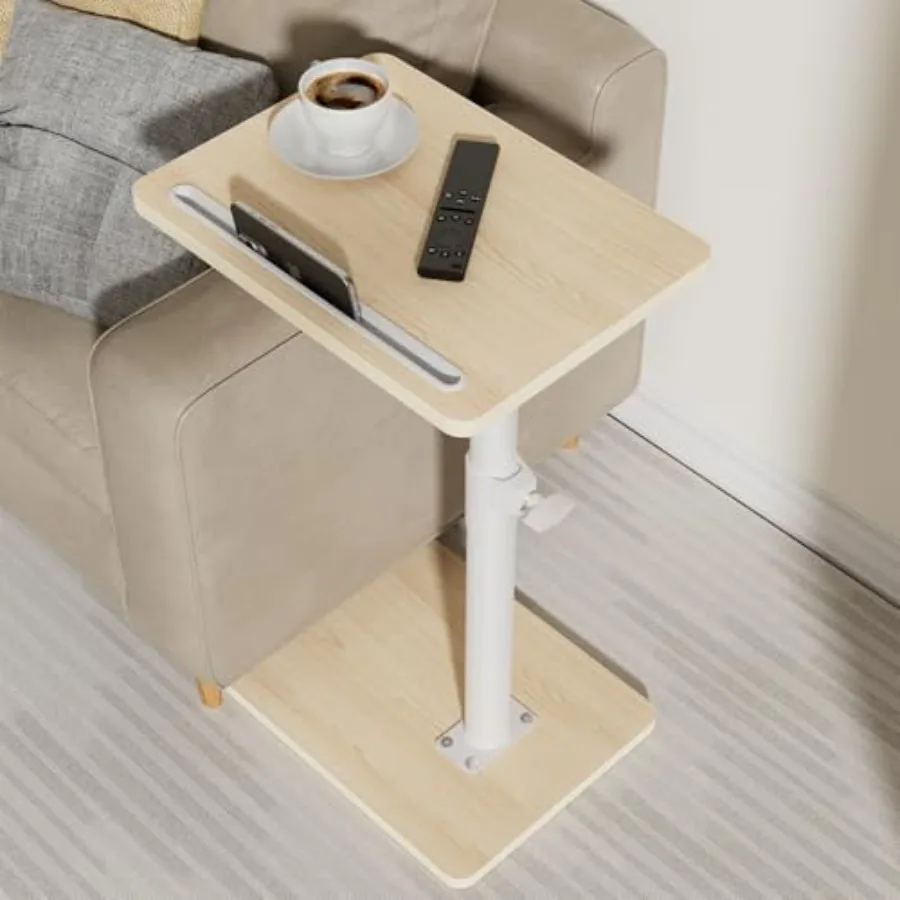 

Sofa Armrest Tray Table for Couch - 360 Swivel Height Adjustable End Table for Small Spaces, Snack Side Table for Bed or Chair
