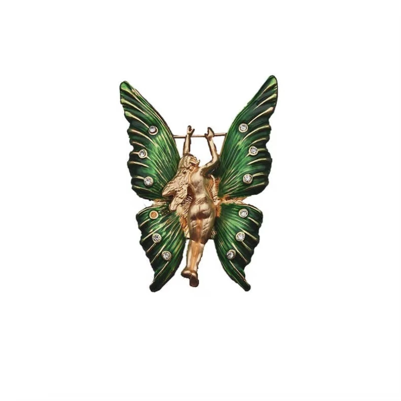 Vintage Geometric Brooch Butterfly Bird Insect Drip Glaze Enamel Pin Niche Design Temperament Suit Coat Jewelry Accessories